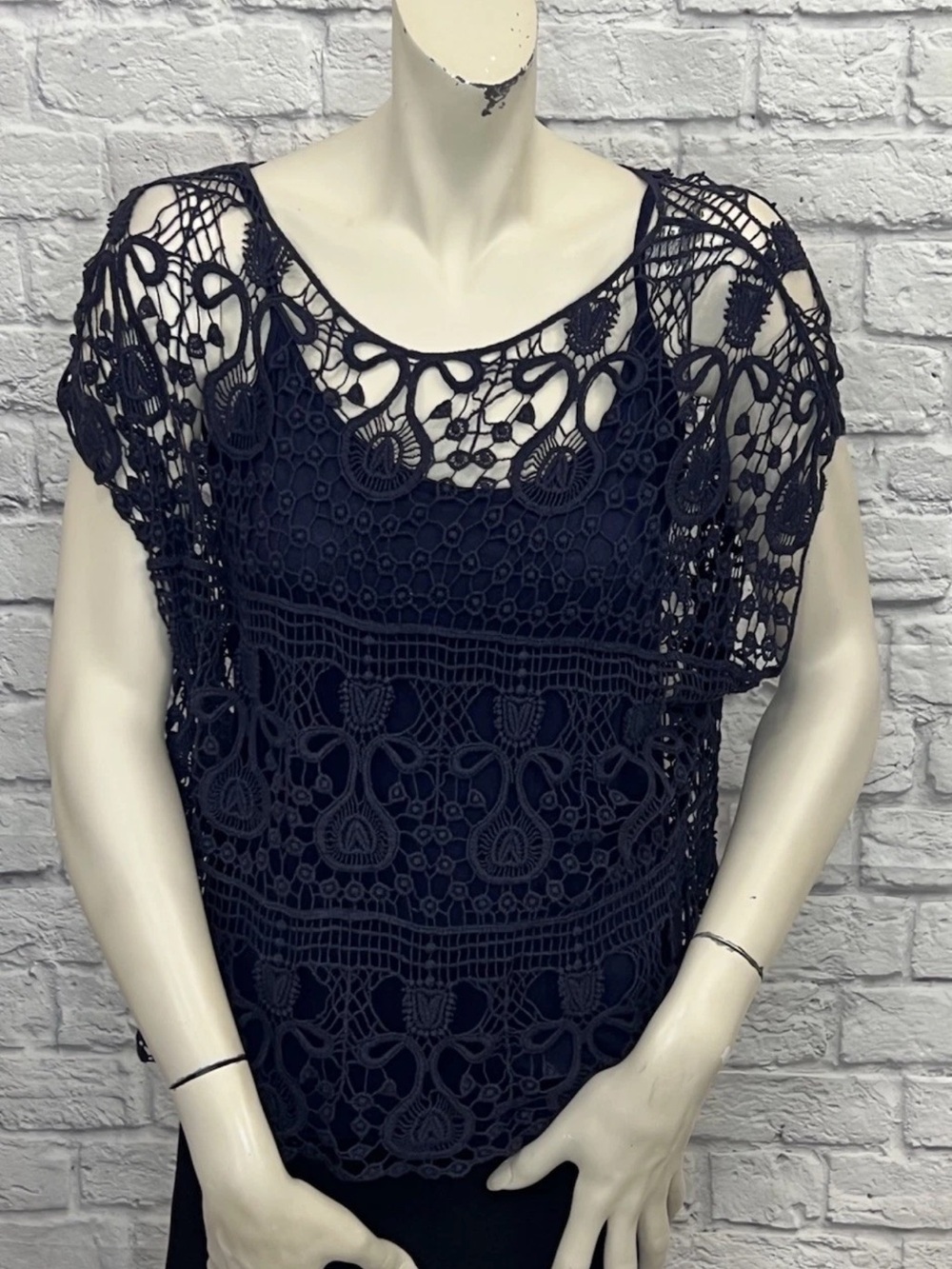 FLORA ASHLEY 2 PIECE BLUE SHORT SLEEVE TOP SIZE S